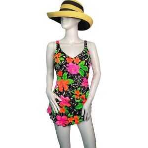 Vintage 60's Women's Mainstream Colorful One-Piece Swimsuit Size 16